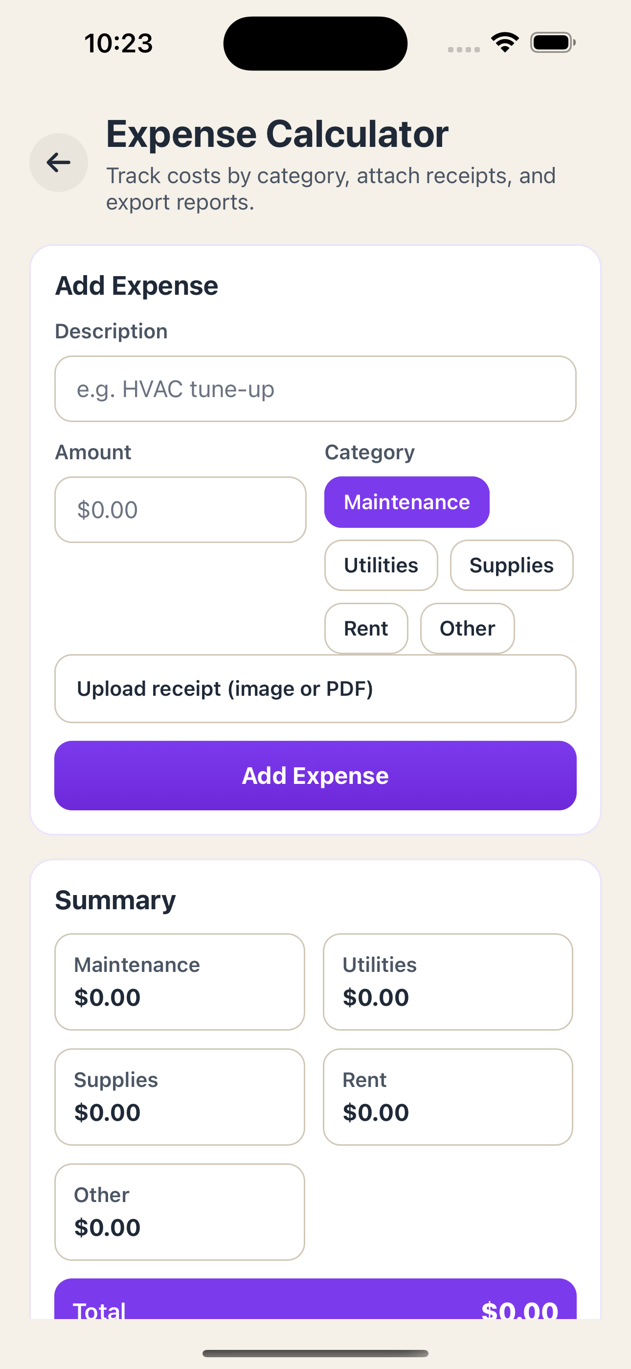 Expenses - Track Property Expenses